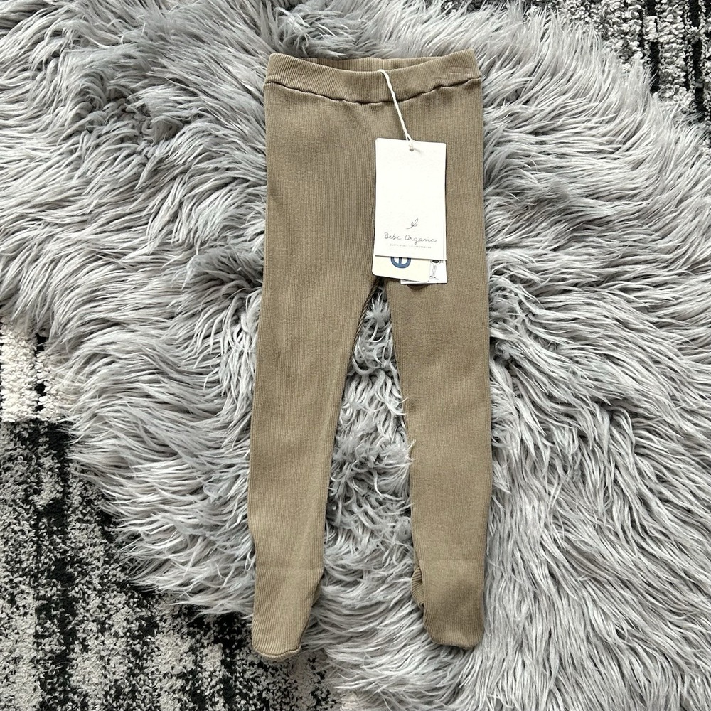 Bebe Organic Gaia Footed Legging Natural Dye Lily Pad Pants Size 9month